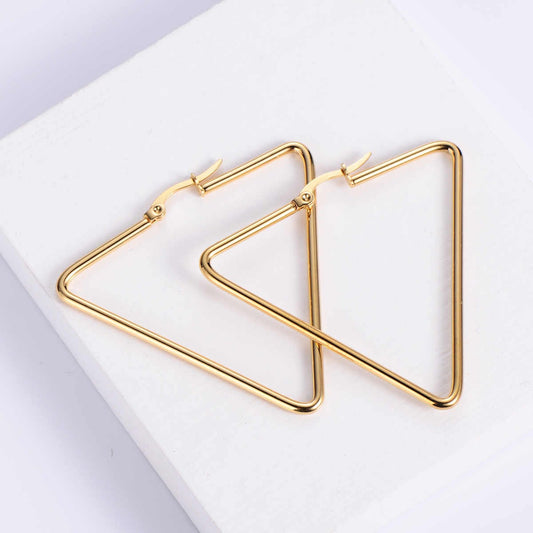 Golden Triangle  Earrings | PVD 18K Gold, Stainless Steal - For Women | Includes: Earrings