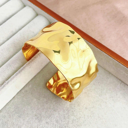 Cuff of Power Bracelet | PVD 18K Gold Plated, Stainless Steel, Water Proof - For Women | Includes: Bracelet