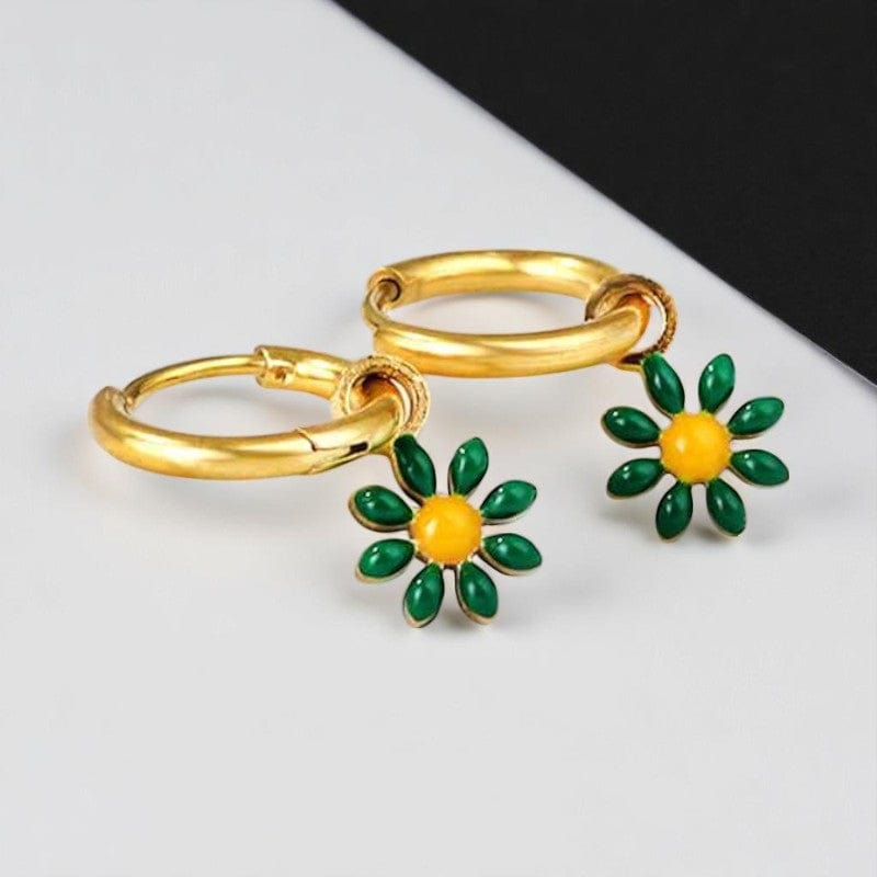 Floral Charm Earrings | 18K PVD Gold Plated - For Women | Includes: Earrings