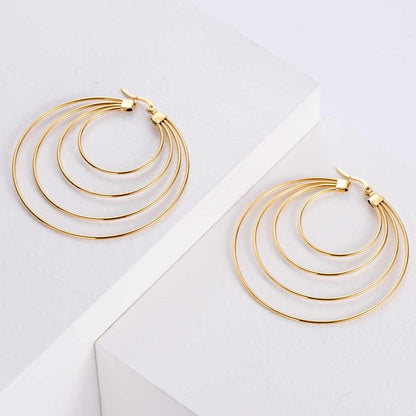 Designer Multi-Layer Earrings | PVD 18K Gold Plated, Stainless Steel, Water Proof- For Women | Includes: Earrings