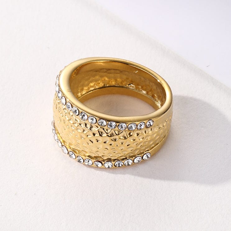 Textured Zircon Ring | 18K PVD Gold Plated - For Women | Includes: Ring