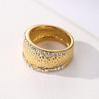 Textured Zircon Ring | 18K PVD Gold Plated - For Women | Includes: Ring