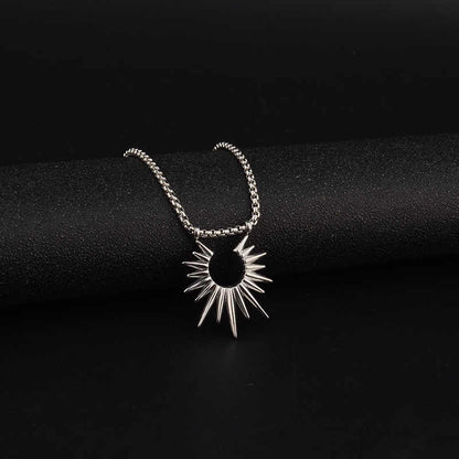 Sun Rays Pendant Necklace | Silver Chain | Unisex