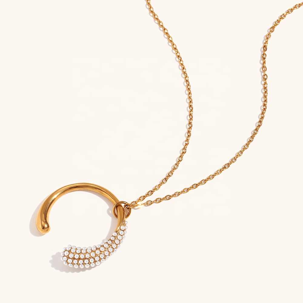 Chic Semi Round Necklace | 18K PVD Gold Plated - For Women | Includes: Necklace