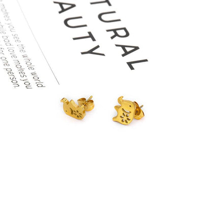 Cute Baby Elephant Earrings | 18K PVD Gold Plated - For Women | Includes: Earrings