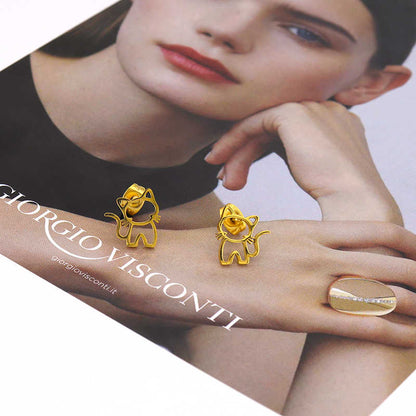 Chic Cat Earrings | 18K PVD Gold Plated - For Women | Includes: Earrings