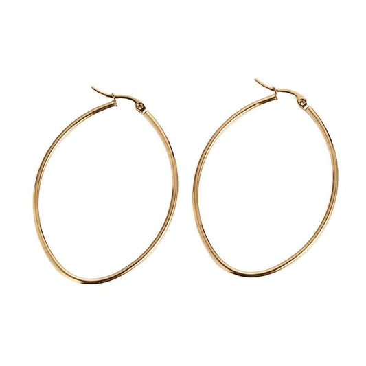 GeoGlow Hoop Earrings | PVD 18K Gold Plated, Stainless Steel, Water Proof - For Women | Includes: Earrings