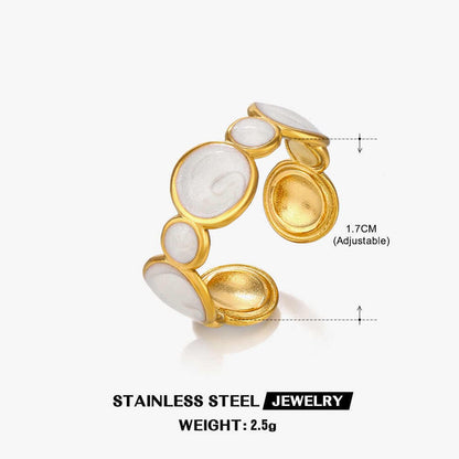 Dainty Enamel Ring | PVD 18K Gold Plated, Stainless Steel, Water Proof - For Women | Includes: Ring