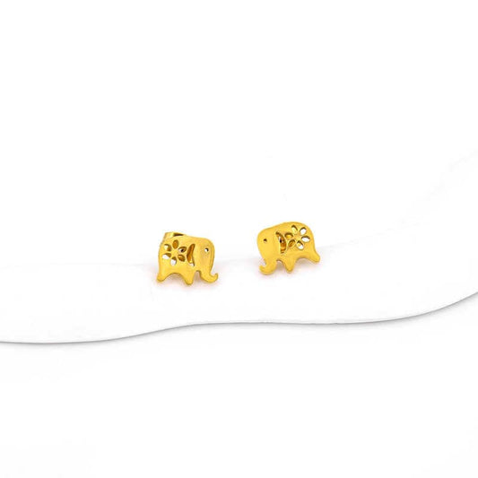 Cute Baby Elephant Earrings | 18K PVD Gold Plated - For Women | Includes: Earrings