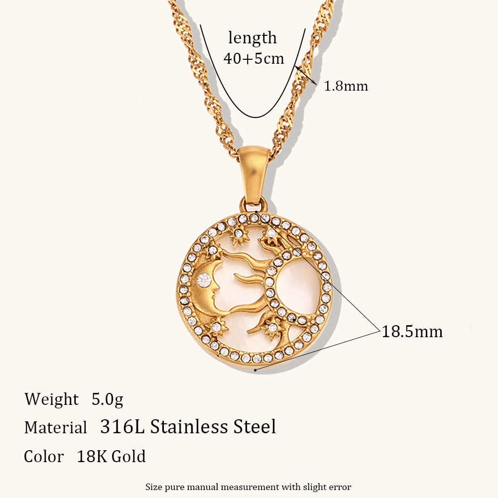 Celestial Design Necklace | 18K PVD Gold Plated - For Women | Includes: Necklace