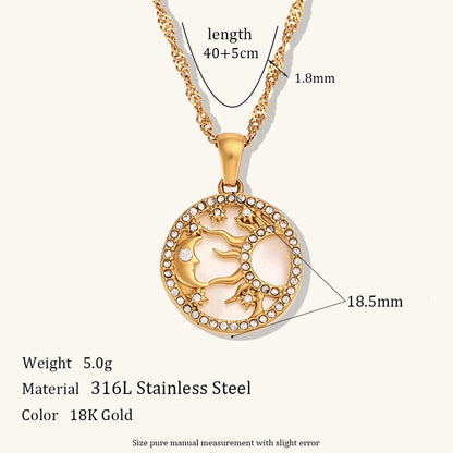 Celestial Design Necklace | 18K PVD Gold Plated - For Women | Includes: Necklace