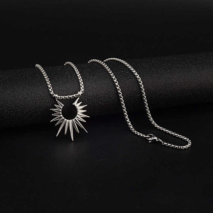 Sun Rays Pendant Necklace | Silver Chain | Unisex