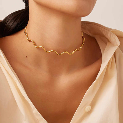 Diva’s Gleam Necklace | PVD Gold Plated Stainless Steel - For Women | Includes: Necklace