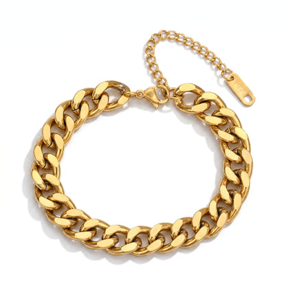 REAL GOLD Finish Bold Link 10MM Flexi Bracelet | 18K PVD Gold Plated - For Men | Includes: Bracelet
