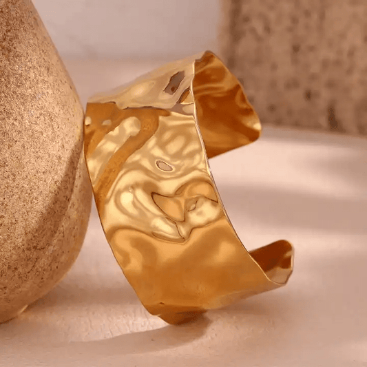 Cuff of Power Bracelet | PVD 18K Gold Plated, Stainless Steel, Water Proof - For Women | Includes: Bracelet
