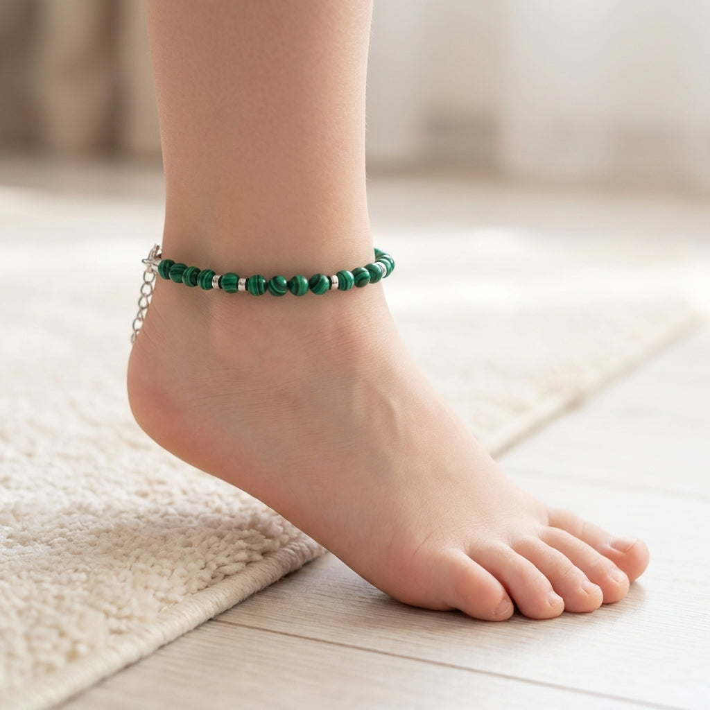 Little Forest Charm Anklet | Malachite Stone - For Girl Kids | Includes: Anklet