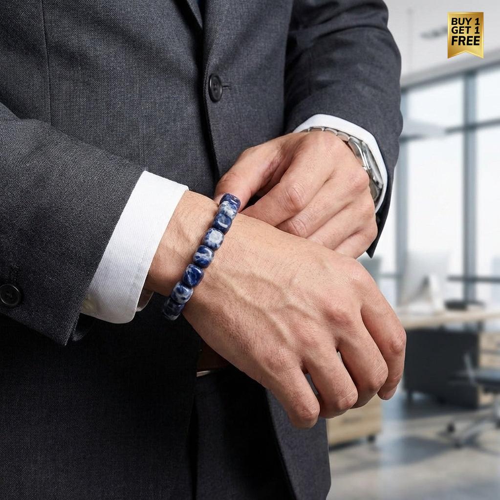 Inner Peace & Communication Tumble Bracelet | Sodalite Stone - For Men | Includes: Bracelet