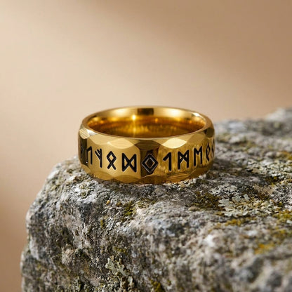 Viking Gothik Golden Ring | 18K Real Gold PVD Plated– For Men | Includes: Ring