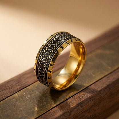 Ethnic Classic Golden Ring | 18K Real Gold PVD Plated– For Men | Includes: Ring