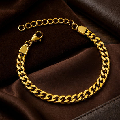 Lean Weave Design Flexi Golden 6MM Regular Bracelet | 18K PVD Gold Plated- For Men | Includes: Bracelet