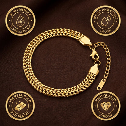 Modern Weaved Flexi Golden 6MM Steel Bracelet | 18K PVD Gold Plated- For Men | Includes: Bracelet