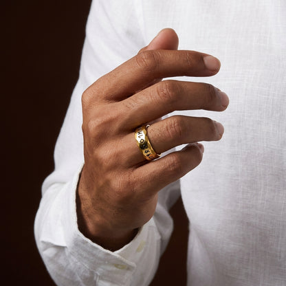 Viking Gothik Golden Ring | 18K Real Gold PVD Plated– For Men | Includes: Ring