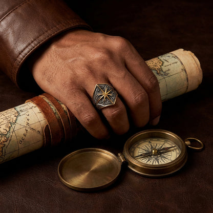 Warrior Shield Golden Courage Ring | 18K Real Gold PVD Plated– For Men | Includes: Ring