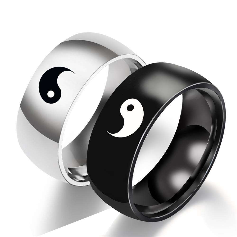 Real TITANIUM STEEL Yin Yang Ring | Stainless STEEL– For Men | Includes: Ring (Set of 2)