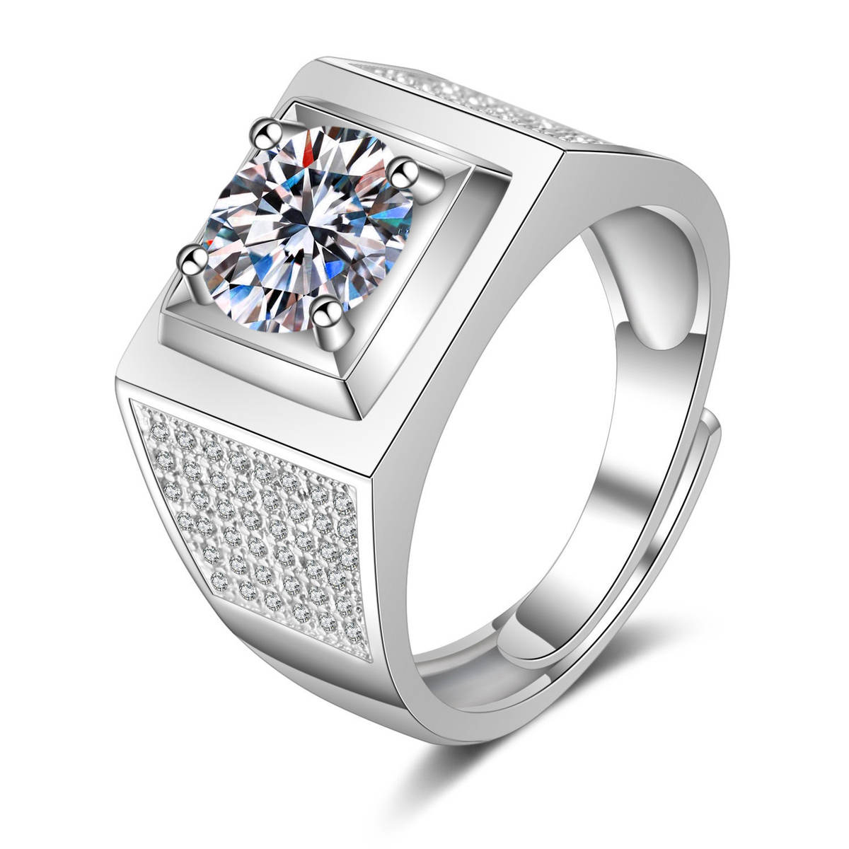 Solitire Multi Zircon Ring Flexi Size | REAL STEEL– For Men | Includes: Ring