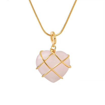 Rose Heart Necklace | 18K PVD Gold Plated - For Women | Includes: Necklace