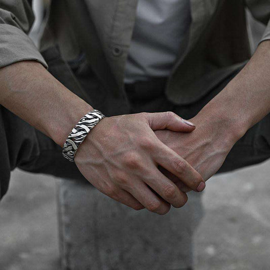 Woven Viking Cuff Bracelet | Premium Alloy - For Men | Includes: Bracelet