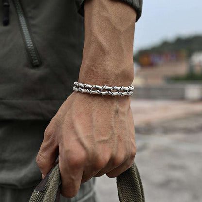 Bone Weave Cuff Bracelet | Premium Alloy - For Men | Includes: Bracelet