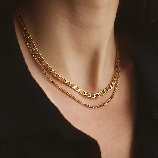 Dual Layer Dainty Necklace | 18K PVD Gold Plated - For Women | Includes: Necklace