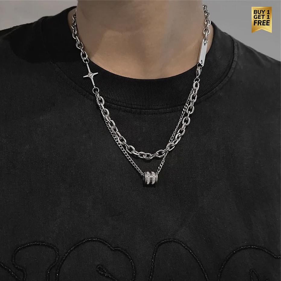 Roman Classic dual-layered Necklace | REAL STEEL- For Men| Includes: Necklace