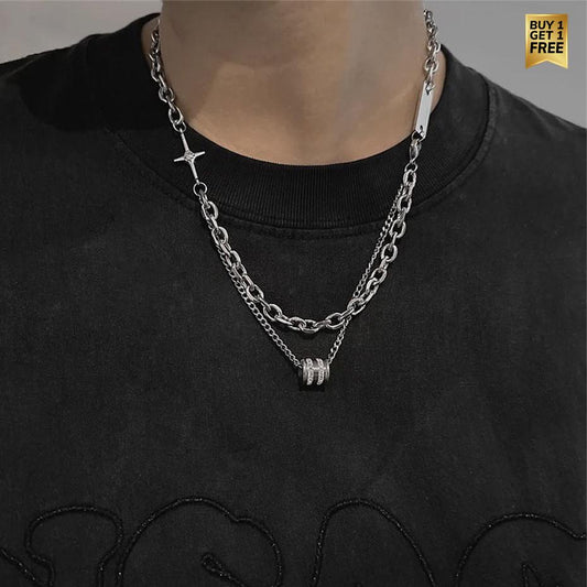 Roman Classic dual-layered Necklace | REAL STEEL- For Men| Includes: Necklace