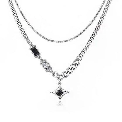 Obsidian Dual Layer Necklace | Premium Alloy- For Men| Includes: Necklace