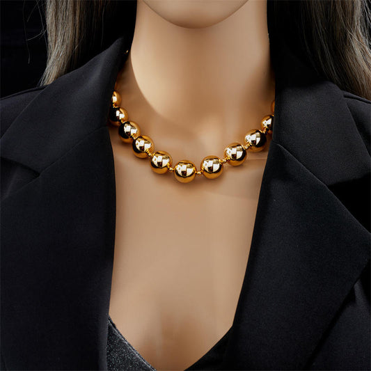 Chunky Beads Necklace | CCB & Stainless Steel - For Women | Includes: Necklace