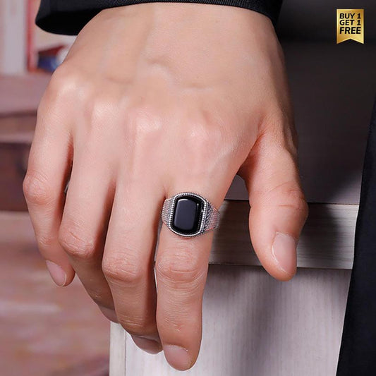 Mystic Black Zircon Ring Flexi Size | Premium Alloy– For Men | Includes: Ring