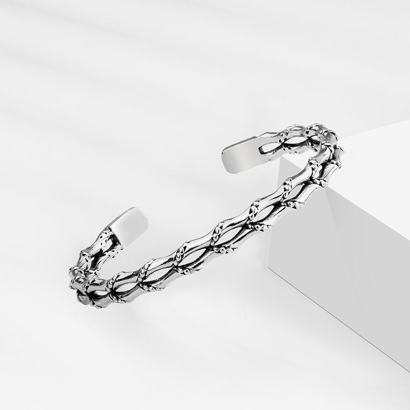 Bone Weave Cuff Bracelet | Premium Alloy - For Men | Includes: Bracelet