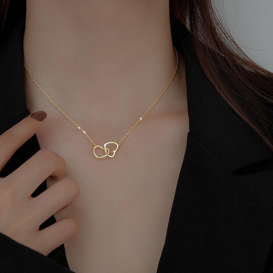 Intertwined Golden Heart Necklace | 18K PVD Gold Plated - For Women | Includes: Necklace
