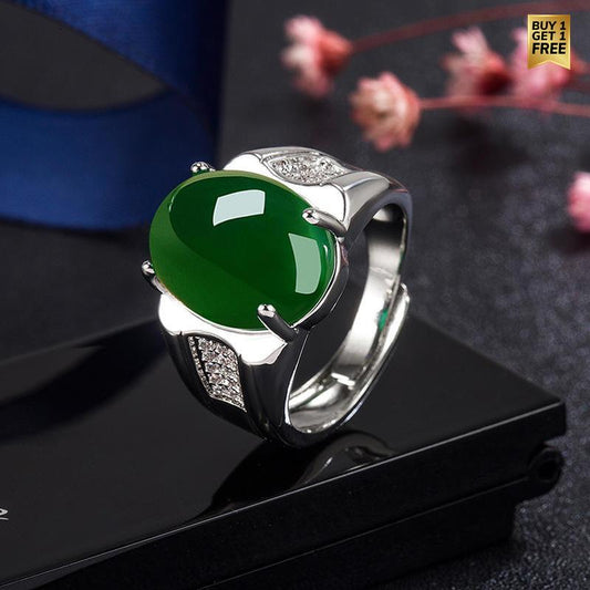 Green Jade Zircon Fashion Ring | Premium Alloy– For Men | Includes: Ring