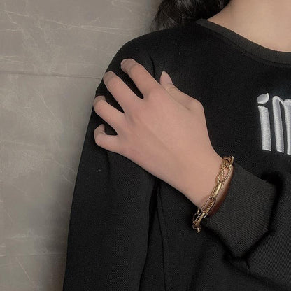 Dual Layer Rolo Chain Bracelet | 18K PVD Gold Plated - For Women | Includes: Bracelet