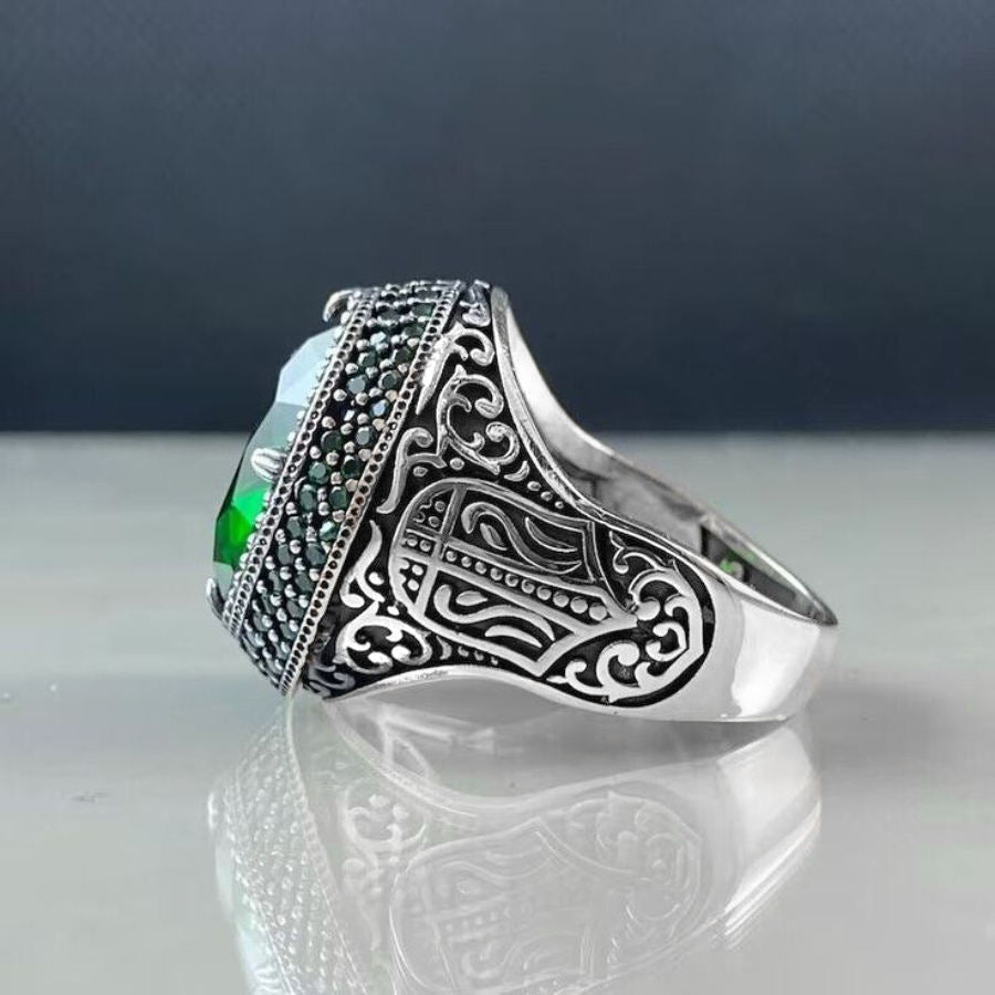 King's Oval Green Zircon Ring | Premium Alloy– For Men | Includes: Ring