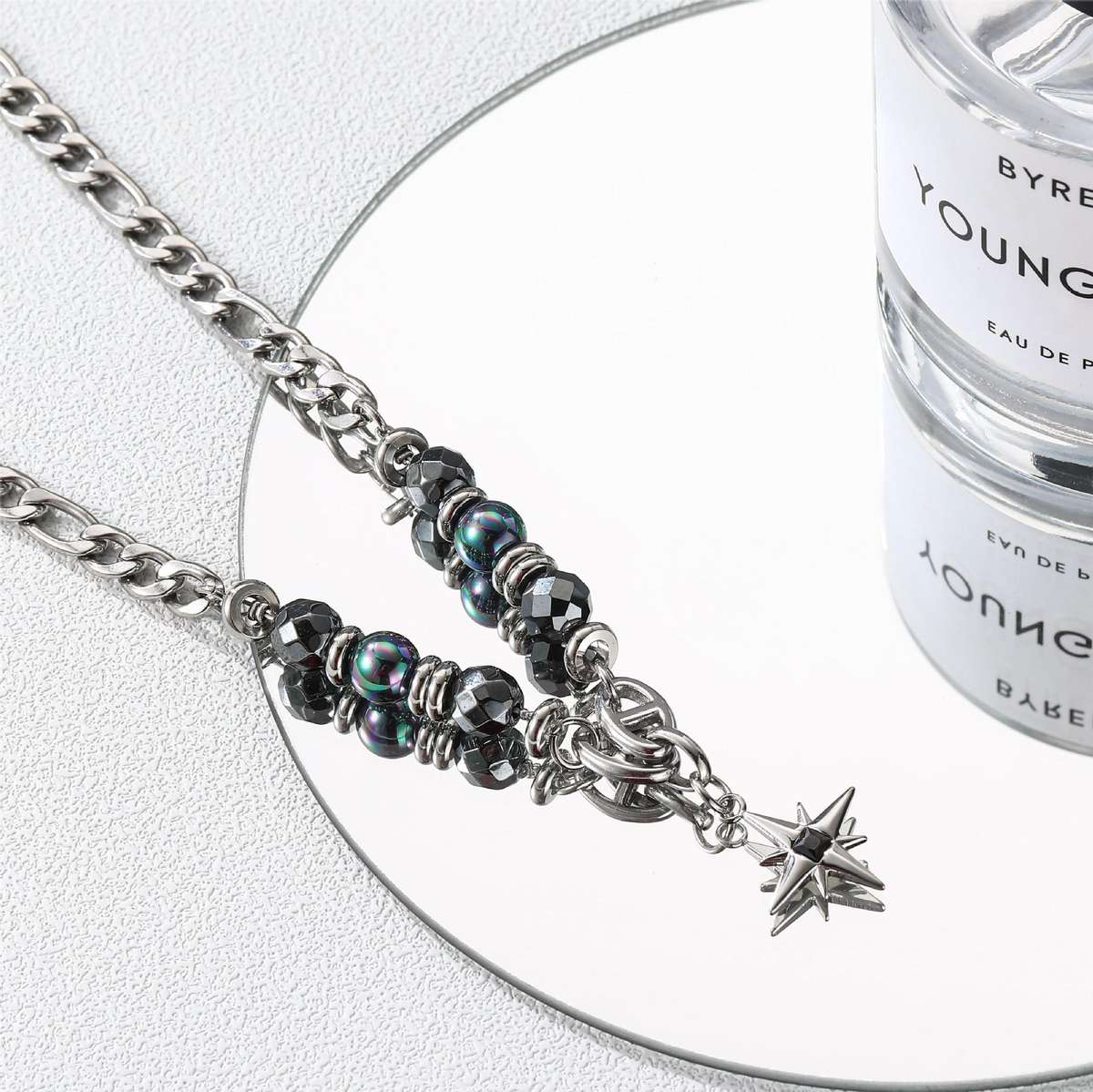Obsidian Star Necklace | REAL STEEL- For Men| Includes: Necklace
