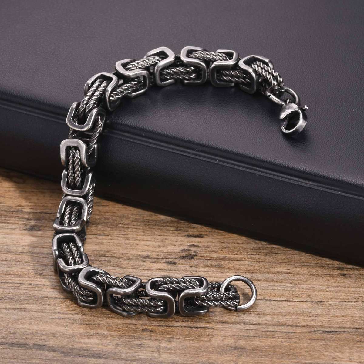 Funky Oxidised Rope Bracelet | Stainless Steel - For Men | Includes: Bracelet