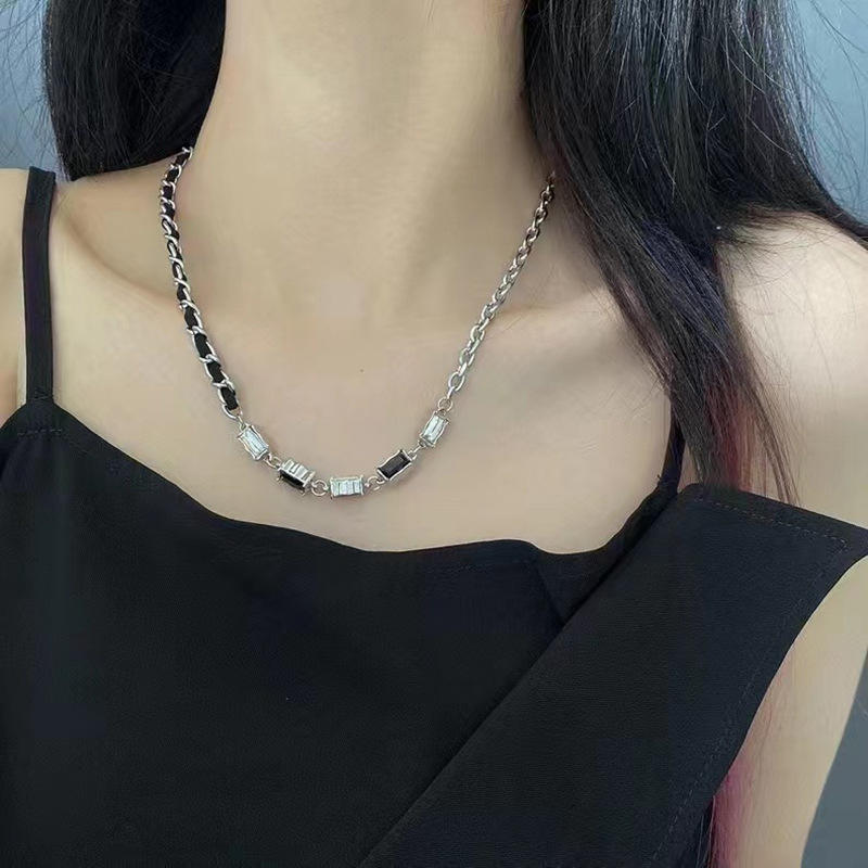 Black & White Zircon GenZ Necklace | REAL STEEL- For Men| Includes: Necklace