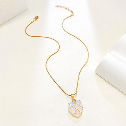 Opal Heart Necklace | 18K PVD Gold Plated - For Women | Includes: Necklace