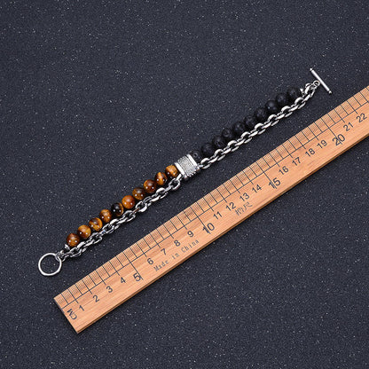 Power Dual Layer Bracelet | Tiger Eye Lava Stone - For Men | Includes: Bracelet