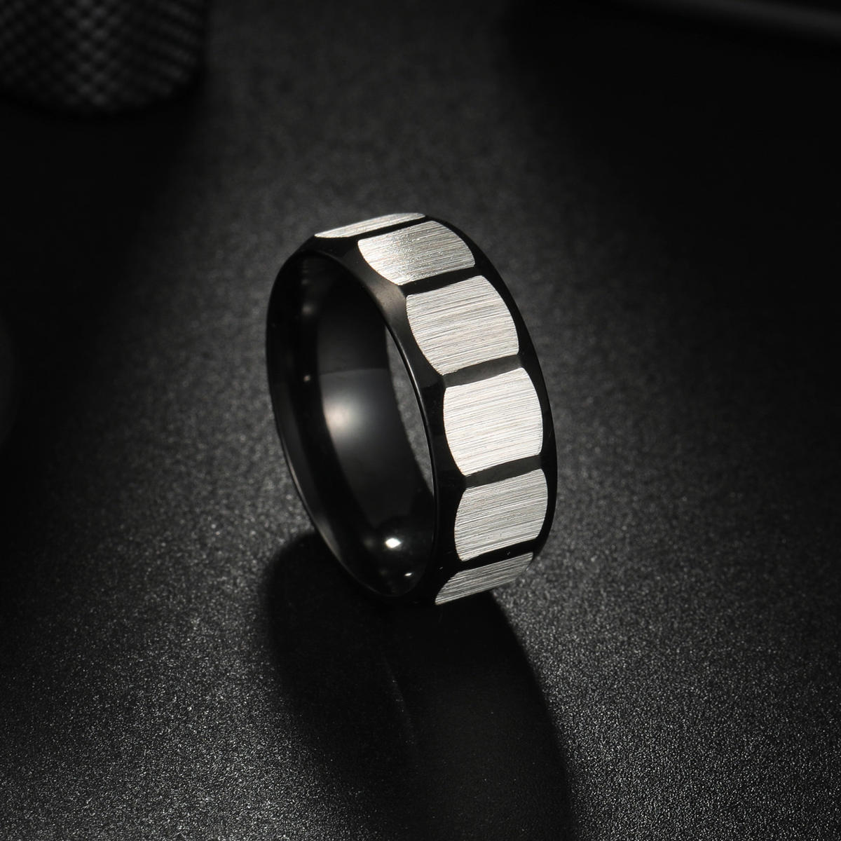 Everyday Textured Designer Black Ring | PVD Plated Real Steel– For Men | Includes: Ring