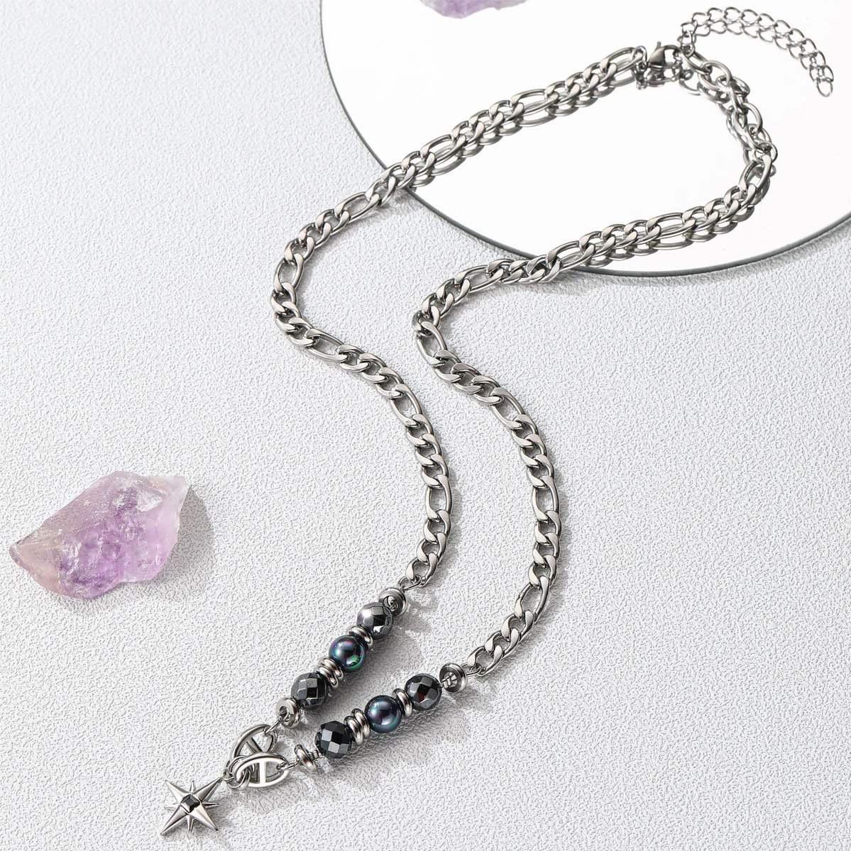 Obsidian Star Necklace | REAL STEEL- For Men| Includes: Necklace